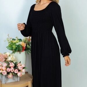 White Birch Classic Black Long Sleeve Dress